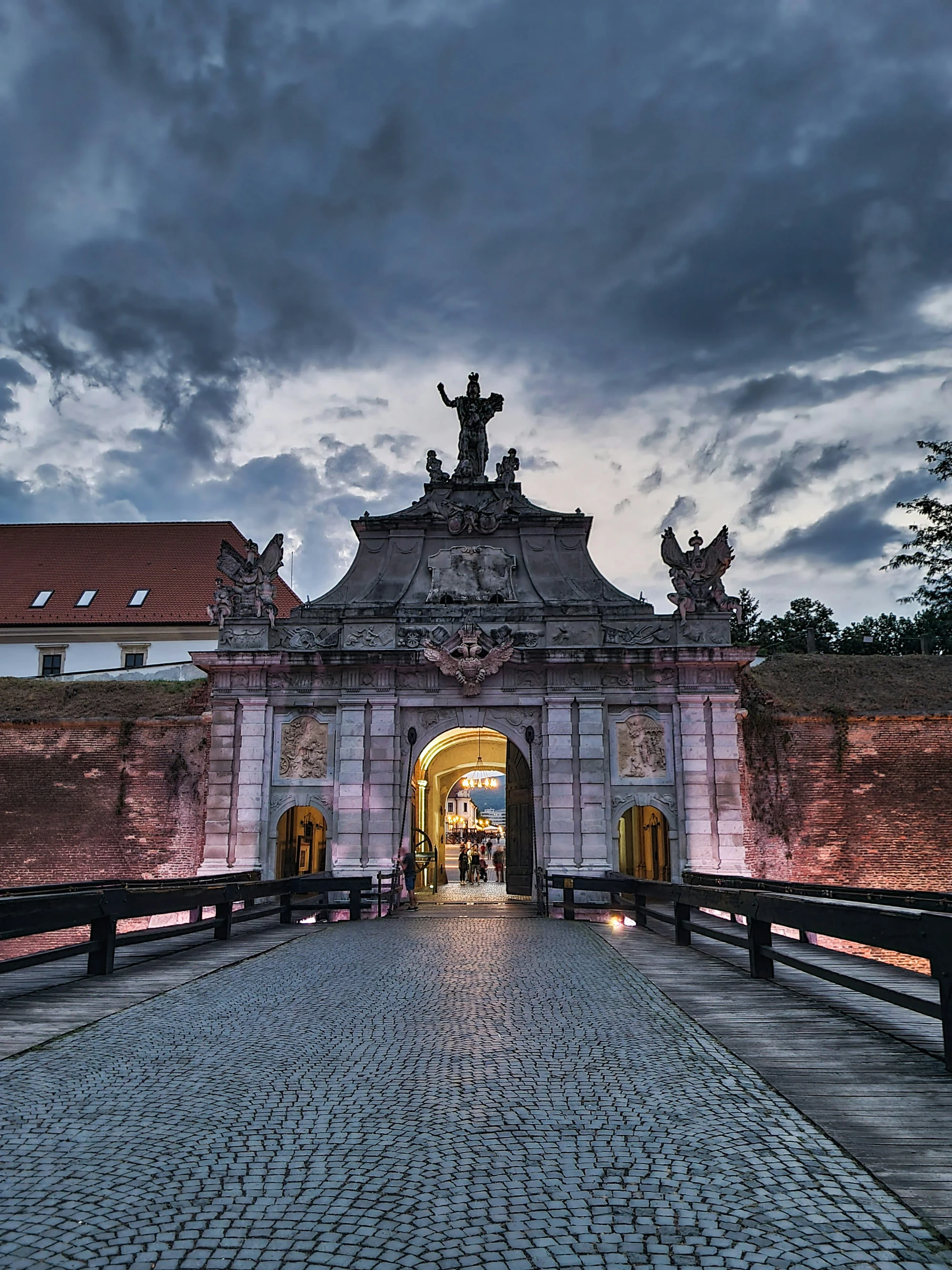 Corvin Castle Gothic towers stone bridge entrance